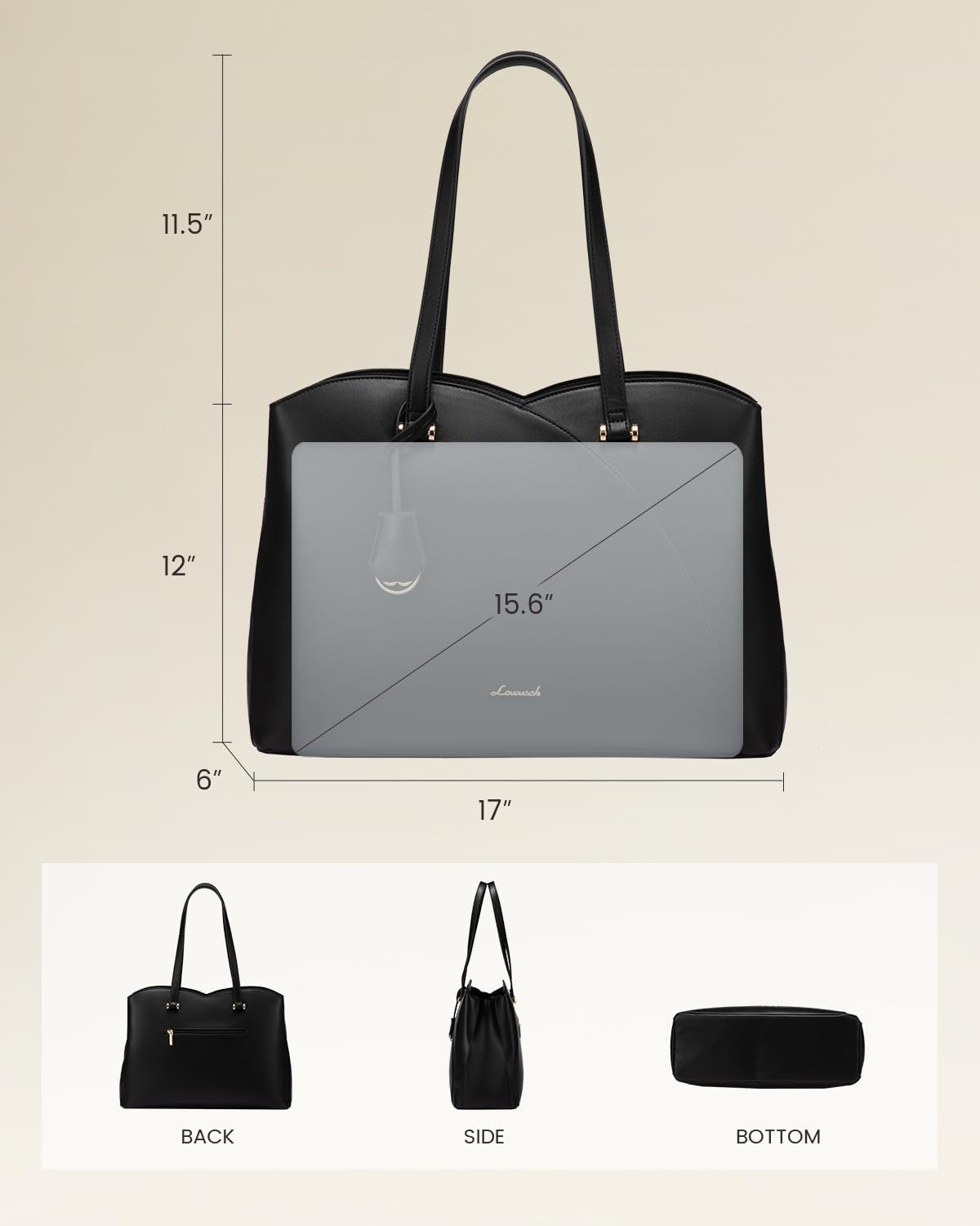 Laptop Tote Bag for Women Teacher Work, Leather Tote Bags Laptop Bag, Professional Computer Bag Large Purses Fashion Handbag, Fits 15.6 Inch Laptop