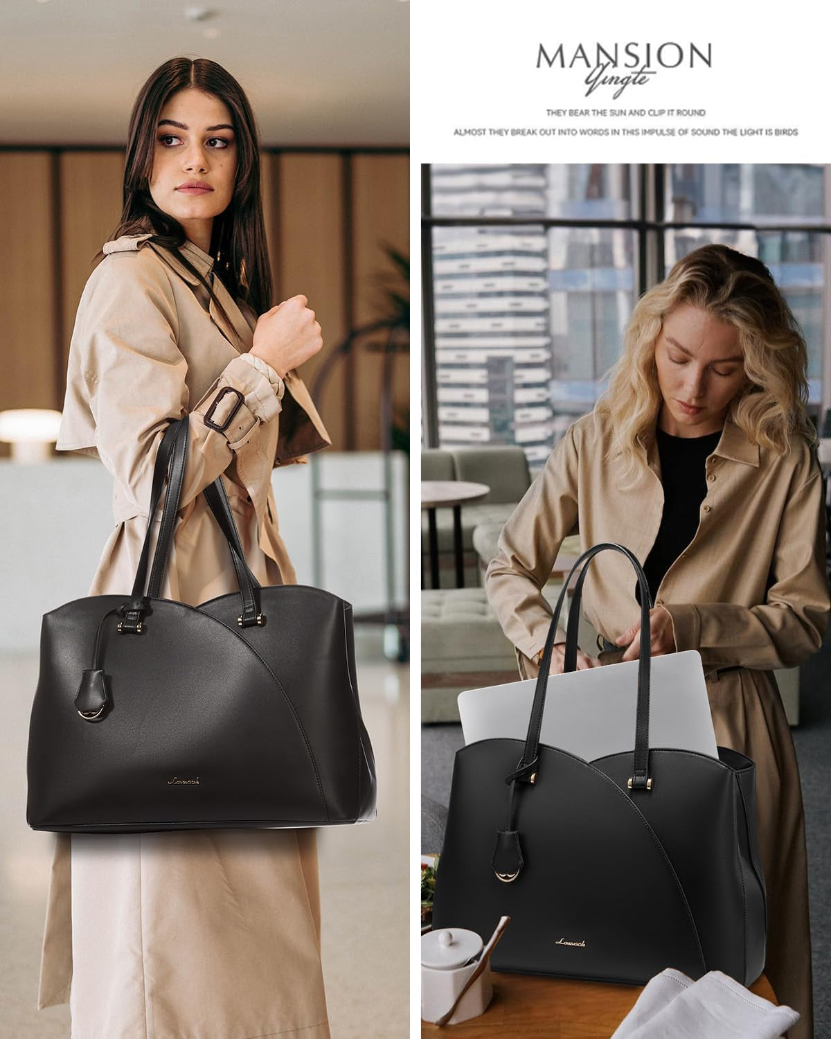 Laptop Tote Bag for Women Teacher Work, Leather Tote Bags Laptop Bag, Professional Computer Bag Large Purses Fashion Handbag, Fits 15.6 Inch Laptop