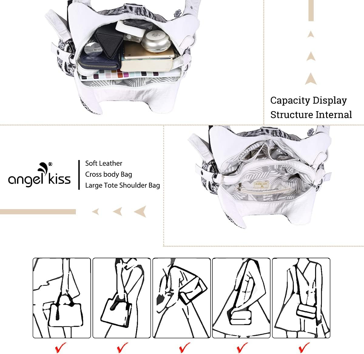 Angelkiss Hobo Purses and Handbags for Women Satchel Handbag Women Purses Large Daily Shoulder Bags